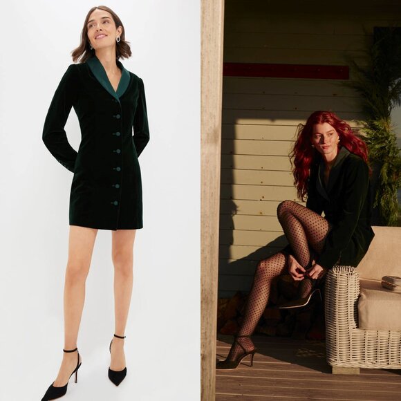 Pomander Place NEW Green Velvet Stacie Blazer Formal Retro Mini Dress Size 8 - Picture 4 of 12